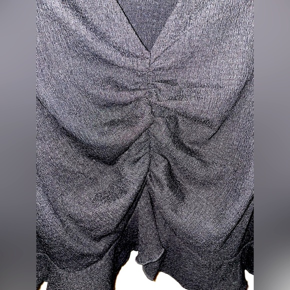 H&M Black Blouse with Ruching & Frill Detailing (Size Large) - Picture 2 of 6